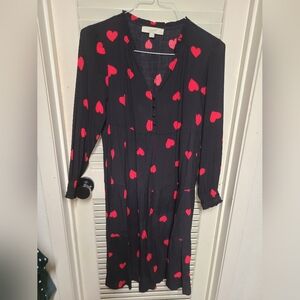 Loft Ann Taylor Heart Print Midi Dress